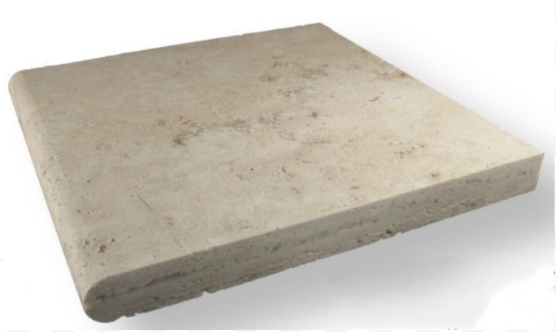 Nysa Travertine Coping 12x12 Tumbled Bullnose  1.25 inch