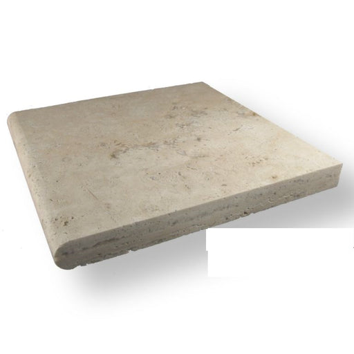 Nysa Travertine Coping 12x24 Unfilled, Honed Bullnose  2 inch