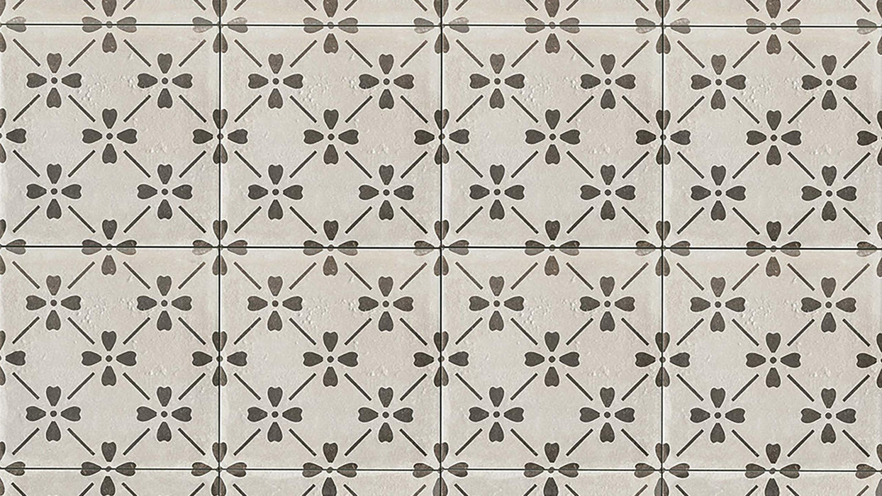 Palazzo Castle Graphite Bloom Deco Honed 12x12 Porcelain  Tile