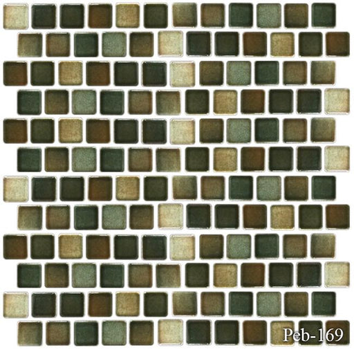 Peb Coffee Blend 1x1 Square Smooth, Glazed Porcelain  Mosaic