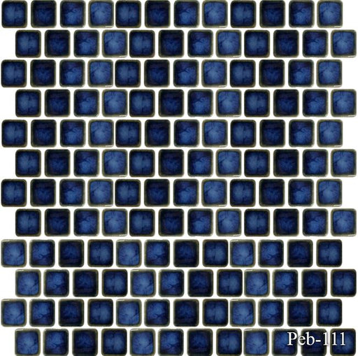 Peb Marble Blue 1x1 Square Smooth, Glazed Porcelain  Mosaic