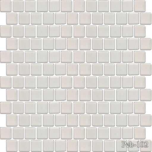 Peb White 1x1 Square Smooth, Glazed Porcelain  Mosaic