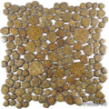 Pebblestone Bronze 1x1 Pebble Smooth, Glazed Porcelain  Mosaic