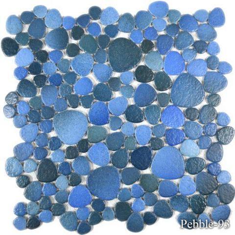 Pebblestone Jade Blue 1x1 Pebble Matte, Textured Porcelain  Mosaic