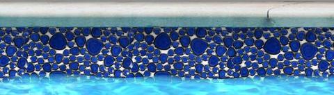 Pebblestone Royal Blue 1x1 Pebble Smooth, High Gloss Porcelain  Mosaic