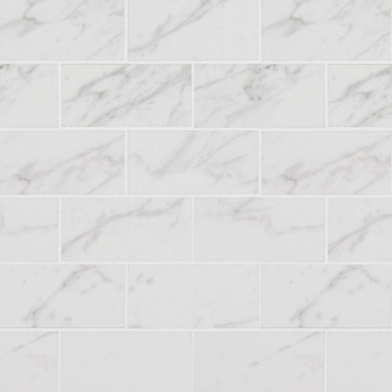 Pietra Carrara 2x4 Subway Polished Porcelain  Mosaic