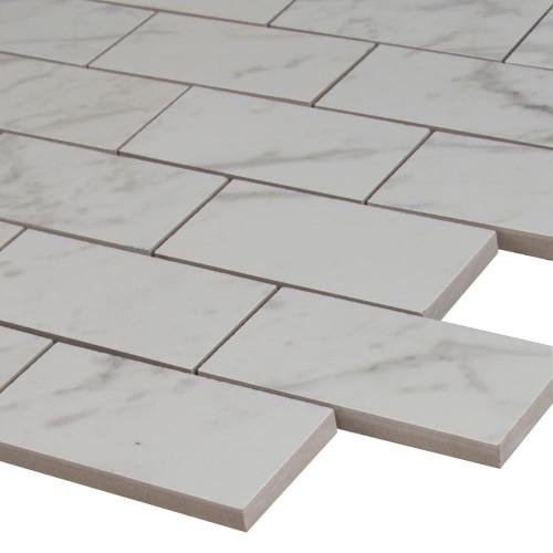 Pietra Carrara 2x4 Subway Polished Porcelain  Mosaic