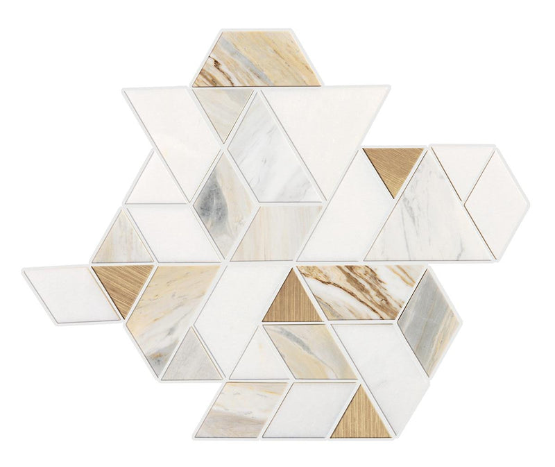 Pietra Divina Namaste Gold Blend Triangle Polished Marble  Mosaic