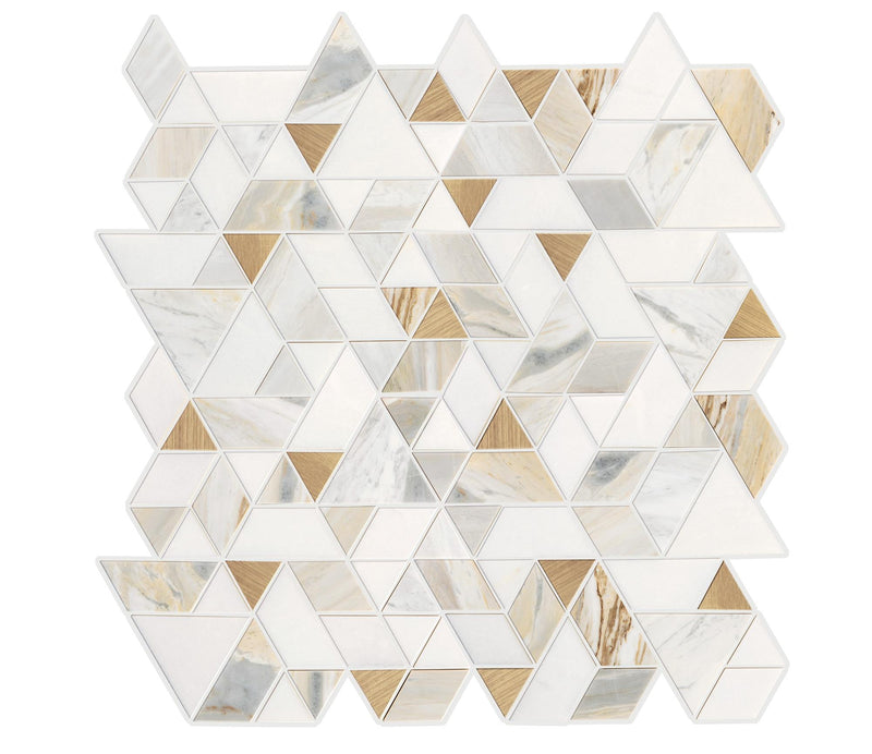 Pietra Divina Namaste Gold Blend Triangle Polished Marble  Mosaic