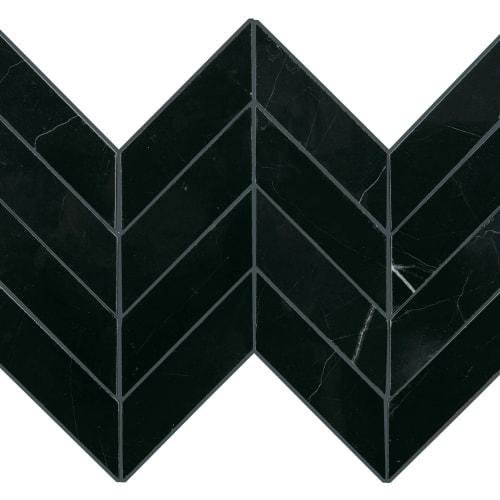 Pietra Divina Nero Marquina 1.5x5 Chevron Polished Marble  Mosaic