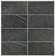 Pietra Divina Nero Marquina 6x12 Bamboo Honed Marble  Mosaic