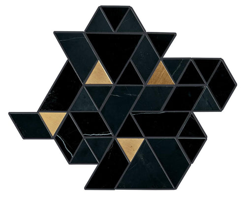 Pietra Divina Nero Marquina Black Blend Triangle Polished, Honed Marble  Mosaic