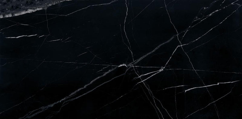 Pietra Divina Nero Marquina Marble Tile 12x24 Honed   3/8 inch