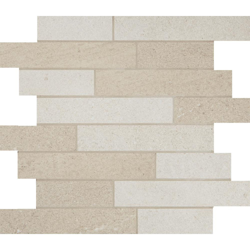 Pietra Italia Beige White Stacked Matte Porcelain  Mosaic
