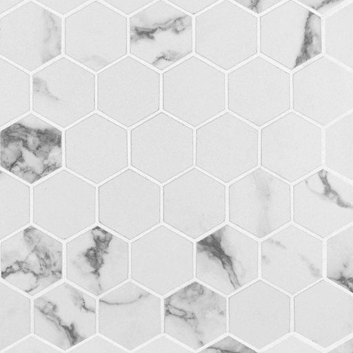 Pietra Statuario 2x2 Hexagon Matte Porcelain  Mosaic