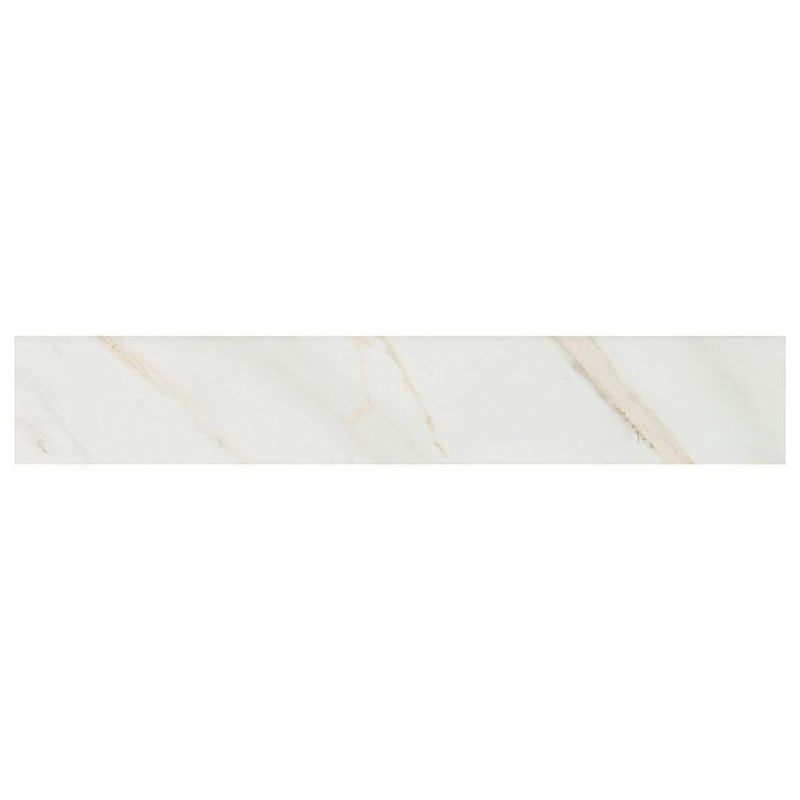 Pietra Statuario Polished 3x18 Porcelain Bullnose