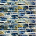 Pilos Autumn Blue Random Smooth, Glossy, Textured Porcelain  Mosaic