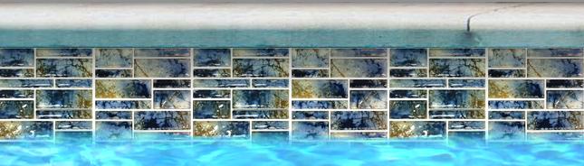 Pilos Autumn Blue Random Smooth, Glossy, Textured Porcelain  Mosaic