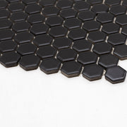 Porcelain Mosaics Black 1x1 Hexagon Matte   Mosaic