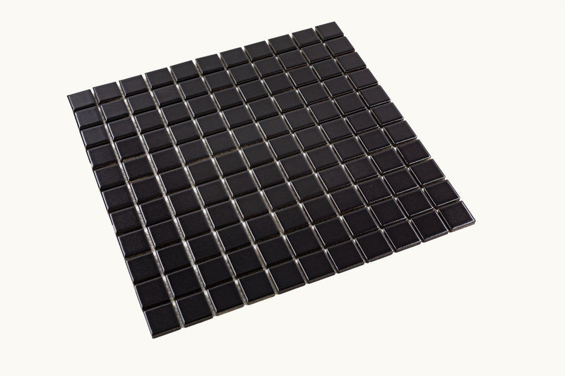 Porcelain Mosaics Black 1x1 Square Matte   Mosaic