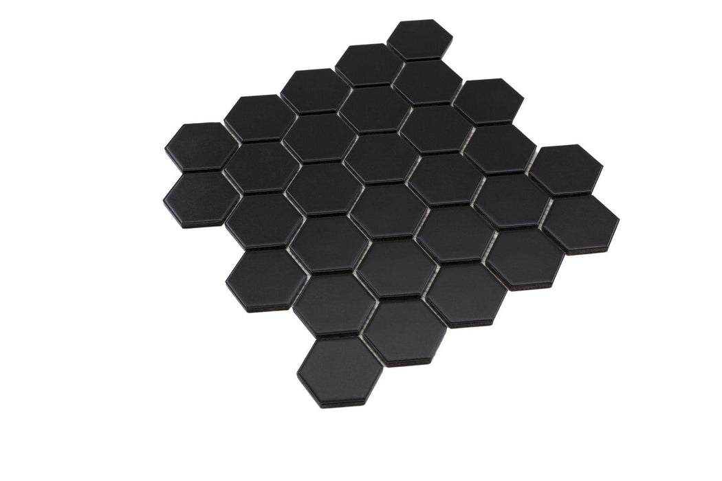 Porcelain Mosaics Black 2x2 Hexagon Matte   Mosaic