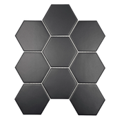 Porcelain Mosaics Black 4x4 Hexagon Matte   Mosaic