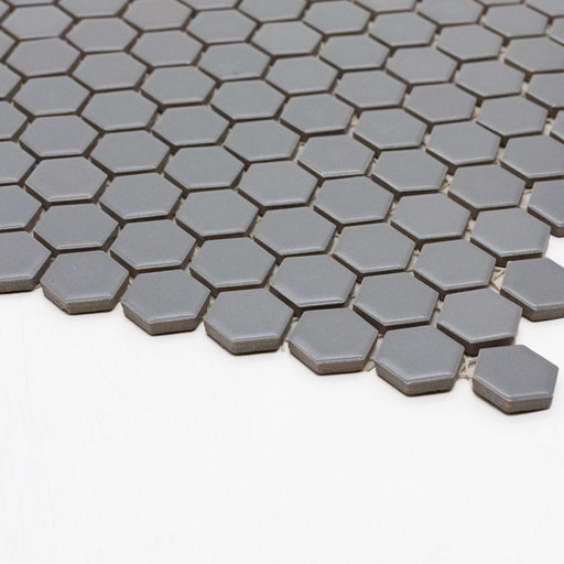 Porcelain Mosaics Gray 1x1 Hexagon Matte   Mosaic