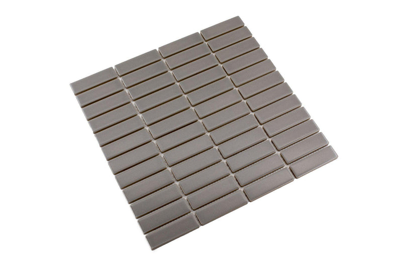 Porcelain Mosaics Gray 1x3 Stacked Matte   Mosaic