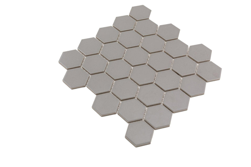 Porcelain Mosaics Gray 2x2 Hexagon Matte   Mosaic