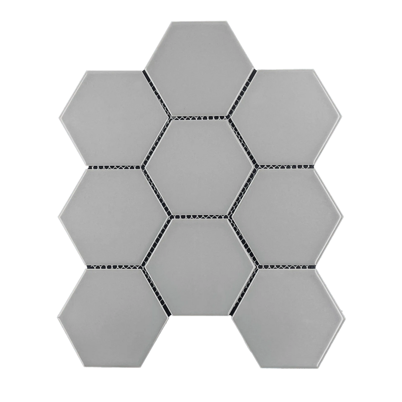 Porcelain Mosaics Gray 4x4 Hexagon Matte   Mosaic