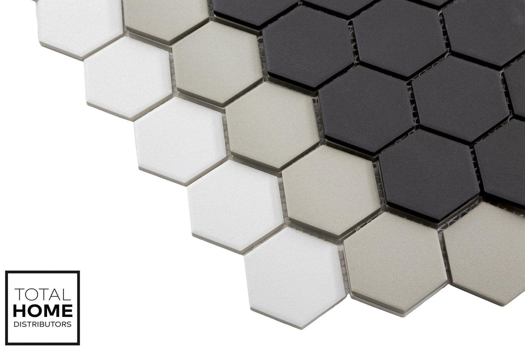 Porcelain Mosaics Solids Black 2x2 Hexagon Matte   Mosaic
