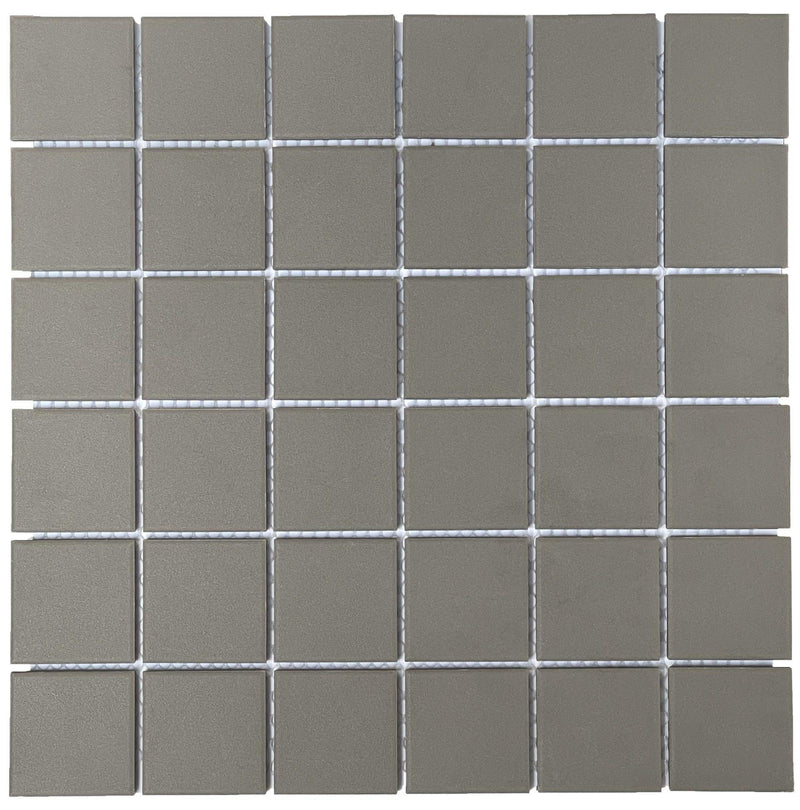 Porcelain Mosaics Solids Grey 2x2 Square Matte   Mosaic