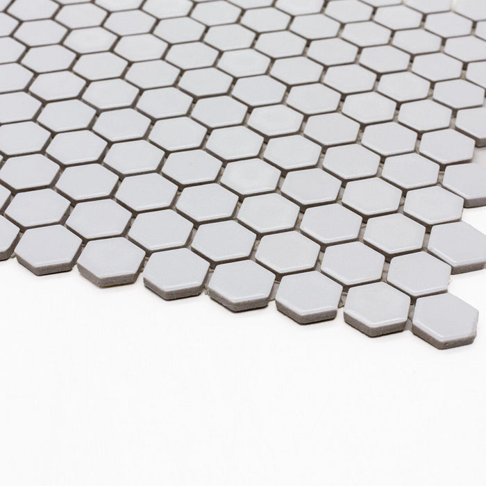 Porcelain Mosaics White 1x1 Hexagon Matte   Mosaic