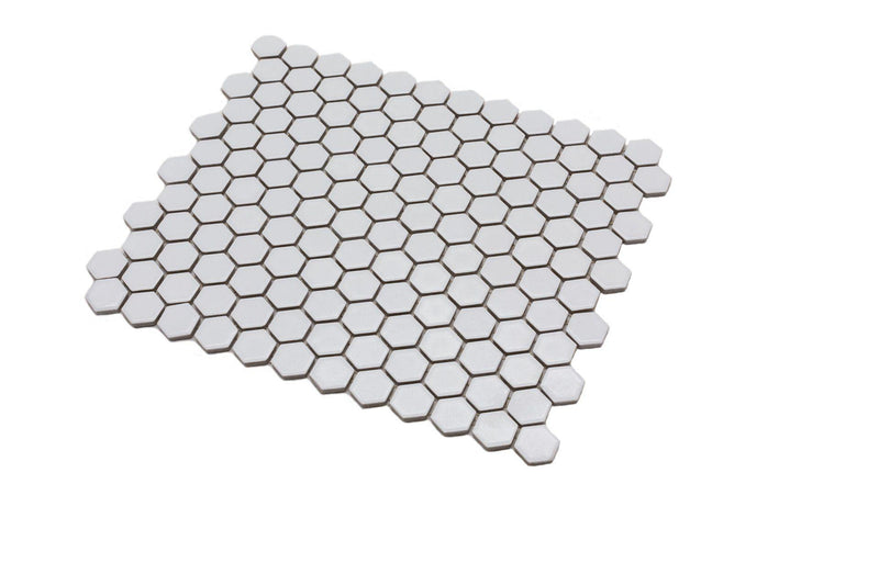 Porcelain Mosaics White 1x1 Hexagon Matte   Mosaic