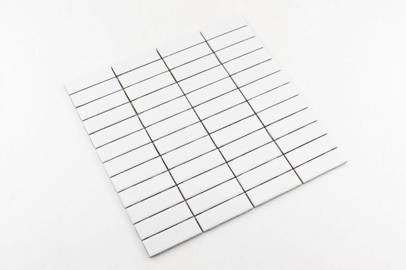 Porcelain Mosaics White 1x3 Stacked Matte   Mosaic