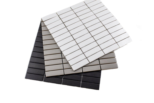 Porcelain Mosaics White 1x3 Stacked Matte   Mosaic