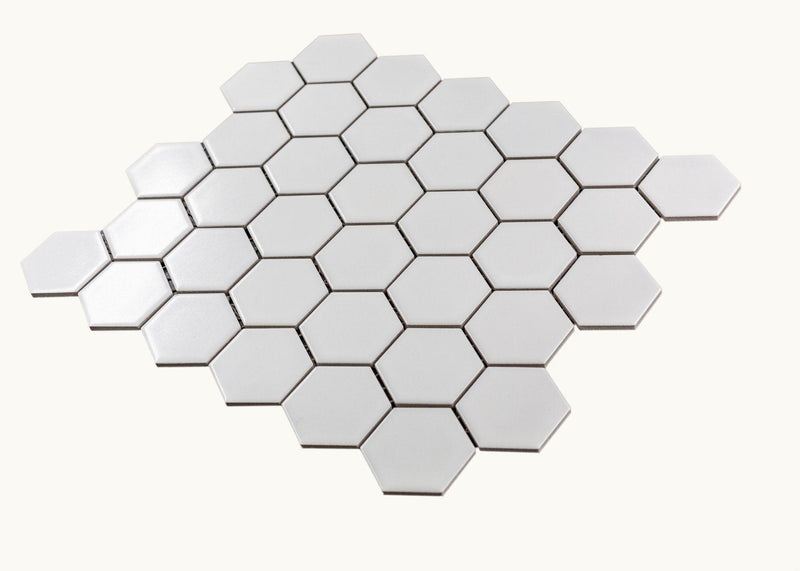 Porcelain Mosaics White 2x2 Hexagon Matte   Mosaic