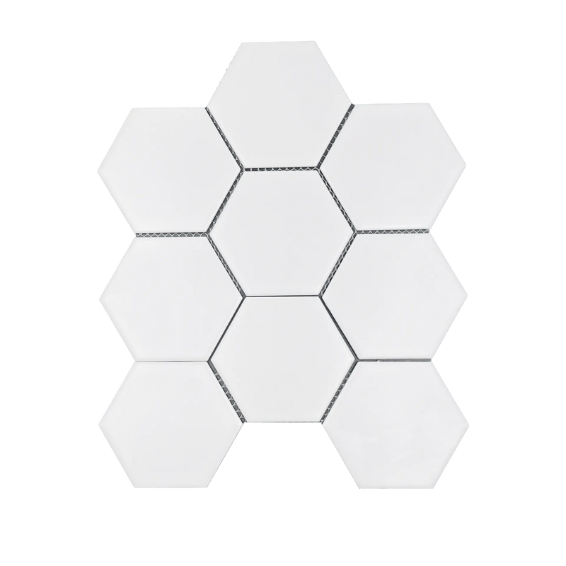 Porcelain Mosaics White 4x4 Hexagon Matte   Mosaic