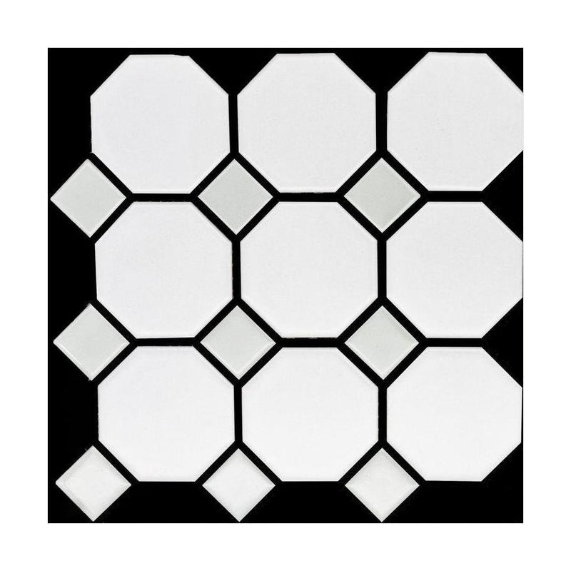 Porcelain Mosaics White 4x4 Octagon Matte   Mosaic