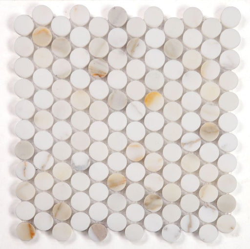 Precious Stone Calacatta Pennyround Polished Marble  Mosaic