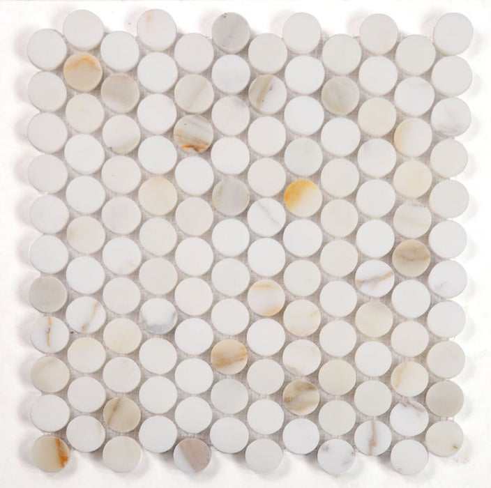 Precious Stone Calacatta Pennyround Polished Marble  Mosaic