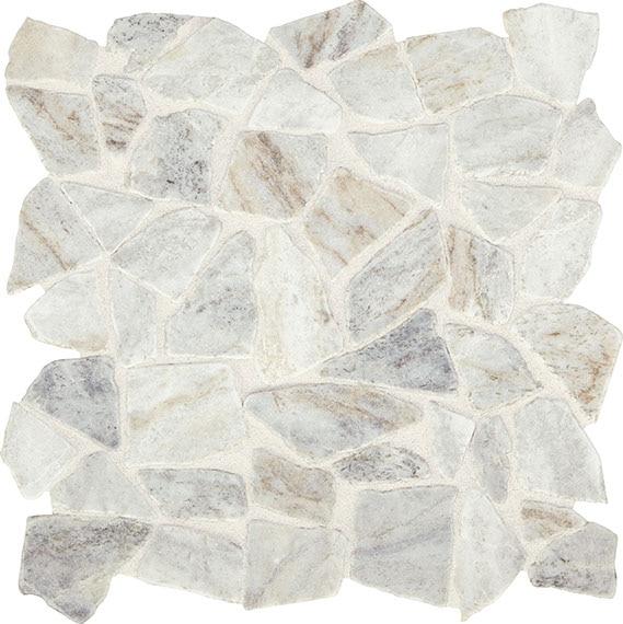 Predella Lumen White Pebble Tumbled Marble  Mosaic