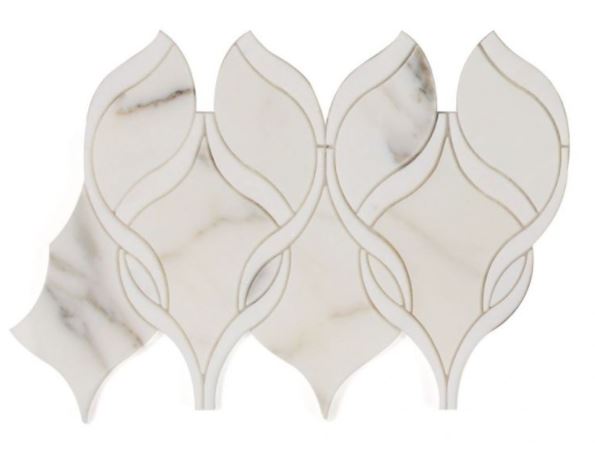 Prestige Calacatta Gold Intertwining Arabesque Polished Marble  Mosaic
