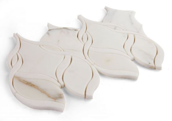 Prestige Calacatta Gold Intertwining Arabesque Polished Marble  Mosaic