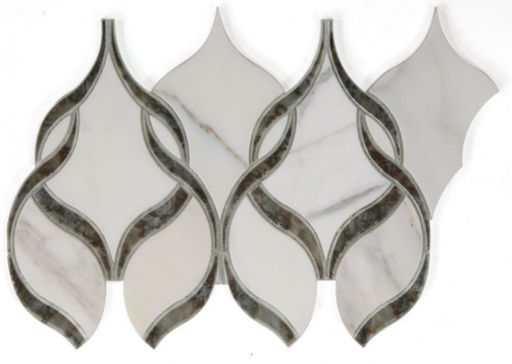Prestige Mirror Calacatta Intertwining Arabesque Polished Glass  Mosaic