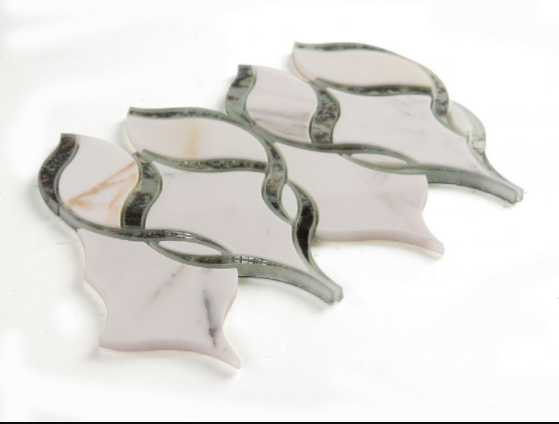 Prestige Mirror Calacatta Intertwining Arabesque Polished Glass  Mosaic