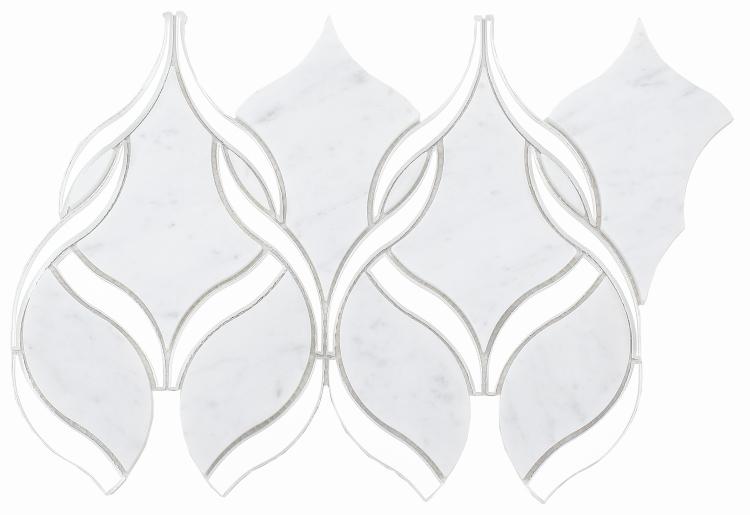 Prestige White Intertwining Arabesque  Glass  Mosaic