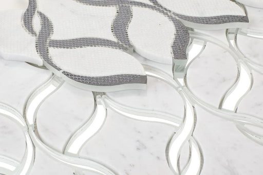 Prestige White Intertwining Arabesque  Glass  Mosaic