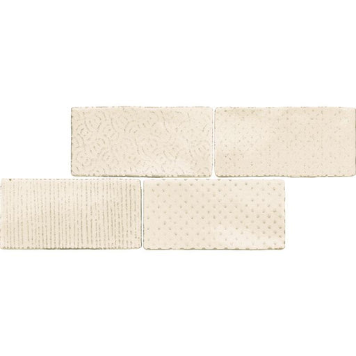 Quater Ecru Deco Glossy 3x6 Ceramic  Tile