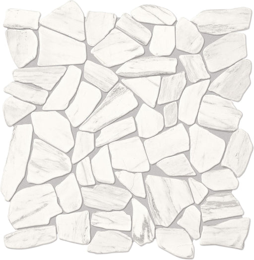 Raine Stratus White Pebble Tumbled Marble  Mosaic